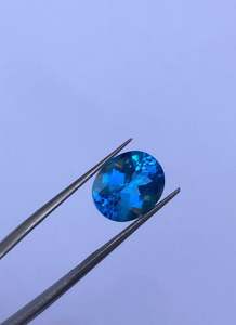 Luxury Natural Blue Topaz for Pendant Making High Luster Precious Stone 6.20CTS 10x12 Gemstone <b>Weight</b> 6.20g - Product Image 3