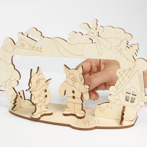 Rompecabezas de madera para colorear Kit juguetes educativos para niños nuestra puerta rompecabezas juguetes familia respetuoso con el medio ambiente madera contrachapada juguete las manos artesanía DIY 3D - Product Image 3