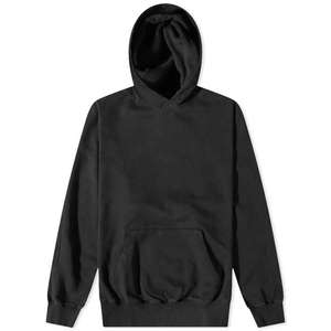 Vintage <b>Black</b> Cropped <b>Hoodie</b> for <b>Men</b> Distressed Design Oversized Fit Drop Shoulder 100% Cotton Long Length Woven for Winter - Product Image 4