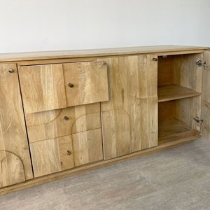 Buffet en bois de manguier Monaco rangement ethnique morden buffet en bois massif fabriqué à la main - Product Image 2