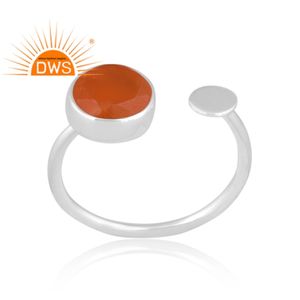 Handcrafted Best Selling Fine Sterling Silver Natural Carnelian Gemstone <b>Adjustable</b> <b>Ring</b> Custom Jewelry Manufacturer - Product Image 3