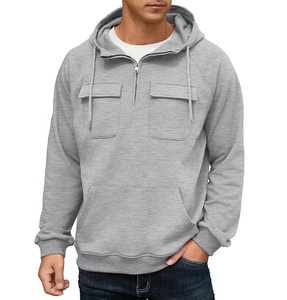 Sweat-shirt à capuche en polaire marron pour homme avec fermeture éclair et poches, coupe classique, toutes saisons, streetwear - Product Image 2