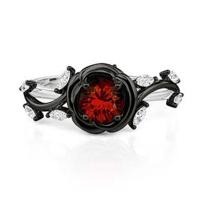 Jeulia <b>Gothic</b> Thorn Rose Inspired Black Engagement <b>Ring</b> - Product Image 3