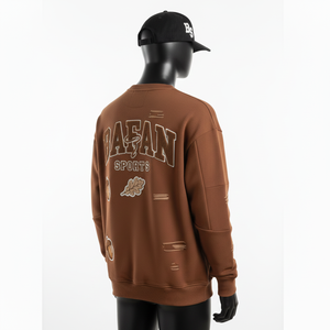 Sudadera de Hombre, Algodón Premium, Felpa, Tejido Suave Cepillado, Color Marrón, Logotipo Bordado en Chenilla Personalizado, Sudadera Básica - Product Image 5