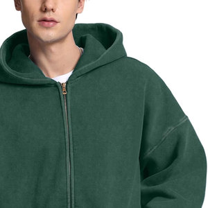 Venta al por mayor en blanco Zip up Hoodies Unisex Pullover de alta calidad para hombre de gran tamaño de algodón Fleece Acid Wash Zip up Hoodie - Product Image 5