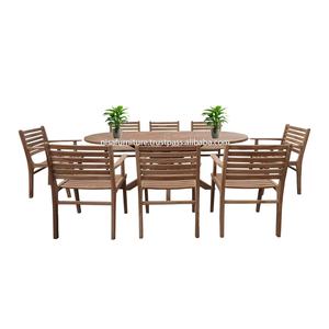Luxury Teak <b>Wood</b> Outdoor Furniture Set Modern <b>Chairs</b> & Oval Dining <b>Table</b> for Villa Hotel Indonesia - Product Image 1