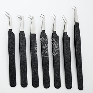 Best Selling black 90 Degree Fiber Tip <b>Boot</b> Extension Tweezers Stainless Steel Volume Isolation Lash Tweezers & <b>Spring</b> Scissor - Product Image 1