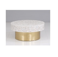 Table basse en nacre de haute qualité et de luxe Table d'appoint carrée Table d'extrémité de tambour en mosaïque pour salon brassworld INDE
