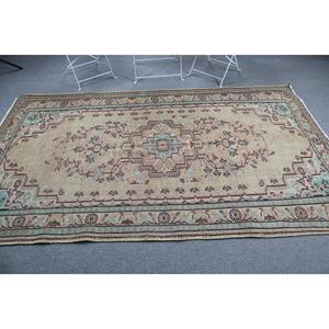 4.9x8.4 ft Rug, Turkish Vintage Large Rug, <b>Brown</b> <b>Wool</b> Rug - Product Image 3