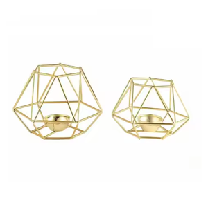 Portavelas de Metal dorado geométrico de lujo, accesorio decorativo para el hogar para Navidad, boda, aniversario, otras celebraciones - Product Image 5