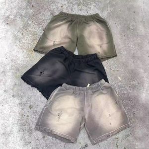 กางเกงขาสั้นผู้ชายฟอกสีด้วยการพิมพ์พัฟผ้าฝ้ายแบบวินเทจเชือกผูกแบบสั่งทำ - Product Image 5