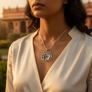 Colgante de Plata 925 con Baño de Oro Rosa y Rodio, Diseño de Árbol de la Vida y Pentáculo - Joyería Religiosa - Product Image 3