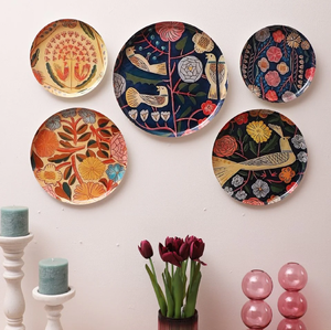 Juego DE ARTE Floral de 2 placas de pared de Metal, pegatina de flor esmaltada, plato negro, mesa para servir, accesorios de Navidad, venta al por mayor - Product Image 3