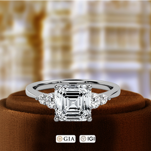 Bague de fiançailles solitaire en or rose 14 carats, bague en diamant certifiée IGI, diamant de laboratoire, diamant taille Asscher 1 carat, bague de mariage - Product Image 5