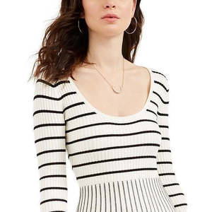 Robe évasée marron à rayures Nash pour femme <span class=keywords><strong>Guess</strong></span>, style décontracté et de soirée, col à volants, taille naturelle courte - Taille S - Product Image 2