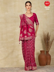 Saree en Georgette pure viscose pour tissage Drapé léger de qualité supérieure Idéal pour les occasions ethniques Festivals Designer Styling Sarees - Product Image 6