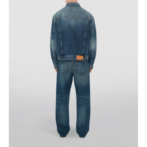 Veste en jean homme 100% coton délavé bleu foncé avec poches avant dernière mode Style décontracté Denim boutons vestes pour hommes - Product Image 3