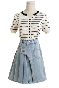 Bas en jean courts pour femmes personnalisés, taille élastique, coupe slim, mini-jupe en jean, vêtements de rue sexy - Product Image 3