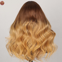 Perruque Lace Front Ombrée Blond Miel Ondulée, 100% Cheveux Humains Vierges Pré-Pluckés, Dentelle HD Transparente, Ondulations Souples pour Femmes