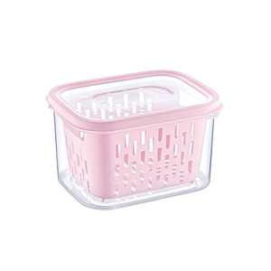 Contenedor de alimentos de plástico hermético de 1,6 l con tapa de colador Caja de almacenamiento fresco para frutas y verduras Almacenamiento de cocina y nevera - Product Image 2