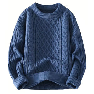 New 100% Wool Breathable <b>Men's</b> <b>Sweaters</b> Winter Pullover Loose Solid Color O-Neck Long Sleeve Custom Knitted <b>Sweaters</b> - Product Image 1