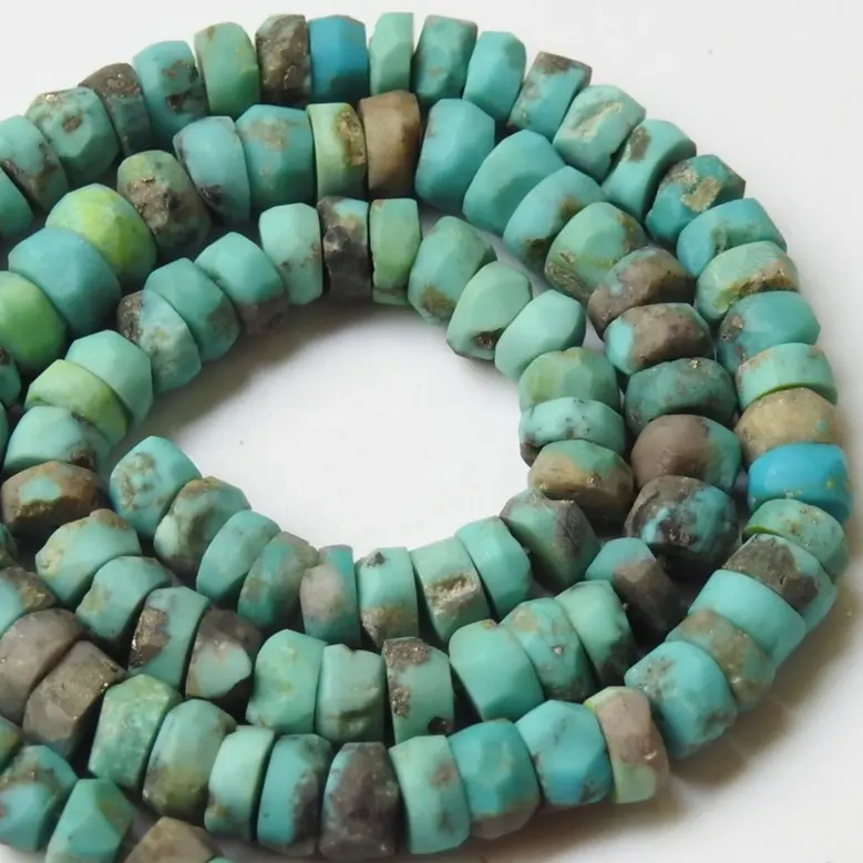 Arizona Turquoise Smooth Handmade Matte Polished Roundel Beads 16Inches Strand Wholesale Price New Arrival 100%Natural