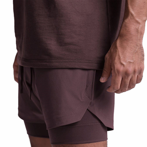 Shorts de sport 2 en 1 en maille respirante de haute qualité pour hommes Shorts de sport personnalisés pour hommes grande taille avec poches - Product Image 5
