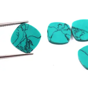Synthetic Blue Turquoise Flat Cushion Gemstones for DIY Jewelry Making Wholesale Gemstone Supplier Birthstone Bracelet Necklace