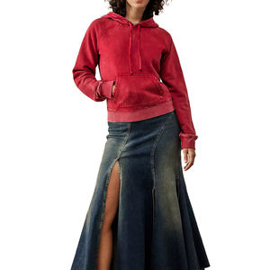 Sweat à capuche oversize pour femme, délavé à l'acide, avec impression personnalisée, patchwork sur le devant et design délavé - Product Image 3