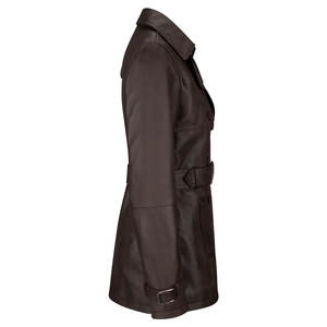 Manteaux en cuir véritable à double boutonnage pour femmes manteaux en cuir véritable résistants aux intempéries et respirants en gros - Product Image 2