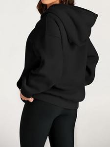 ชุดวอร์มผ้าฟลีซแบบสวมศีรษะแขนยาวผ้าคอตตอน100% แบบกำหนดเองสำหรับผู้หญิง - Product Image 4