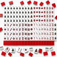 Jeu de Mahjong de Noël Pliable en Acrylique Écologique de Luxe avec Tuiles de Père Noël pour Table de Jeu