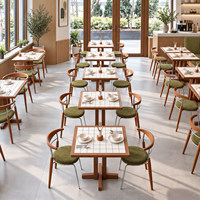 Ensemble de banquettes modernes pour restaurant, canapé rembourré avec tables et chaises en bois pour cafés, bistros et salons de thé