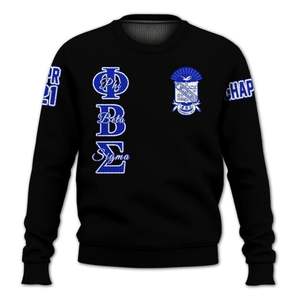 Phi Beta Sigma 1914 Greek Fraternity Sweater <b>Acrylic</b> Knit Blue White Chenille Letters Sigma Beta Apparel Sweater - Product Image 3