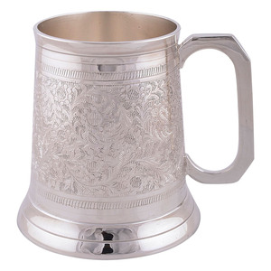 Mug à bière médiéval en laiton plaqué argent au design unique, nouveau modèle, dernier cri, prix de gros - Product Image 3