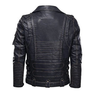 Nouvelle arrivée de veste en cuir PU de couleur unie sur mesure pour hommes, hiver, à capuche avec tissu tricoté, taille XL, logo à l'avant-OEM - Product Image 3