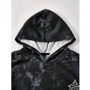black grunge style hoodie with a washed distressed finish bold gothic <b>cross</b> graphics on the sleeves and a minimal chest - Product Image 4