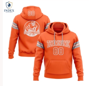 INDEX APPAREL Men's <b>Orange</b> <b>Hoodie</b> Custom Logo Team Name Number Silk Screen Printed Casual Sweatshirt Regular Fit Autumn Wear - Product Image 1