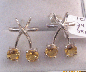 Shah Gems Women's Natural Citrine Earrings 925 Sterling <b>Silver</b> with Rose Gold Geometric Drop and <b>Stud</b> Design Diamond Jewelry - Product Image 1