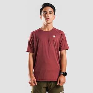 T-shirt en maille respirante pour jeunes, élégant, couleur bordeaux, 100 % polyester, fil teint léger avec impression sérigraphiée à motif unique - Product Image 1