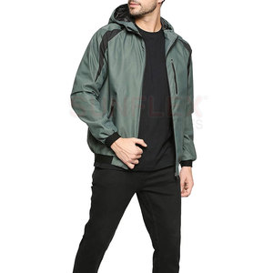 เสื้อแจ็คเก็ตซิปมีฮู้ดสไตล์สปอร์ตใส่สบายสำหรับฤดูใบไม้ผลิ คุณภาพสูง สีพื้น โลโก้ด้านหน้า - Product Image 5