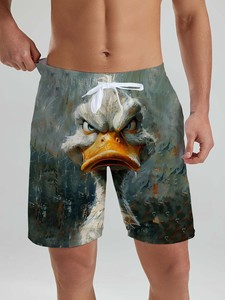 Fun Summer Hawaiian Swim Trunks Pantalones cortos para hombre Funny Animal Ducks Sheep Pattern 3D Printed Beach Shorts para vacaciones Ropa de hombre - Product Image 2