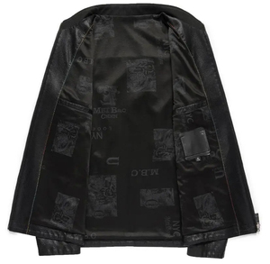 Custom Men's Canvas & Leather Varsity <b>Jacket</b> with Lettering Baseball Inspired Design <b>Waterproof</b> & Windproof <b>Winter</b> Ready - Product Image 6