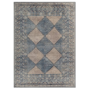 Tapis en laine noué à la main Erbe grande surface bleu PKWL-7010 motif géométrique losange pour la maison, le salon, le couloir, design rectangulaire pour adolescents - Product Image 1