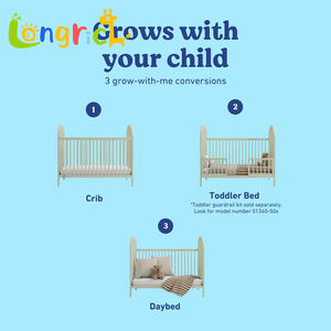 Convertible Baby Crib Can Be Converted Into a Children's <strong>Bed</strong> <strong>and</strong> a Bunk <strong>Bed</strong> <strong>with</strong> 3 Adjustable <strong>Mattress</strong> Heights - Product Image 4