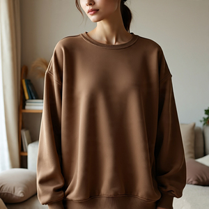 Sudaderas de lana Polar de peso pesado para mujer, suéter de lana de cuello redondo de alta calidad, sudaderas polares transpirables holgadas para mujer - Product Image 4