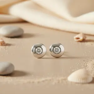 Pendientes de Plata con Piedras Preciosas Blancas, Chapados en Oro, con Forma de Corazón, Modernos, para Uso Diario, Fiestas de Compromiso, Diamantes, Circonitas, Perlas - Product Image 1
