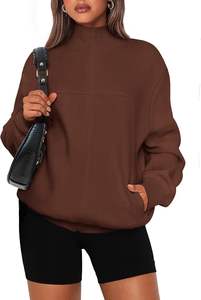 Femmes 2025 printemps automne mode pleine fermeture éclair sweat à manches longues coupe ample à la mode veste décontractée avec poches - Product Image 5