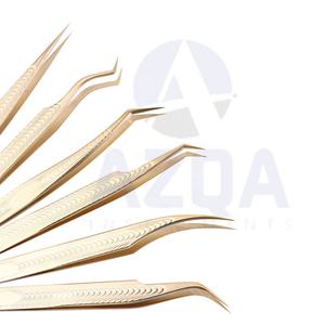 Set of 6 Stainless Steel <b>Eyelash</b> Extension Tweezers with Various Tip Shapes for Volume Lash Styling and Lash Placement - Product Image 1