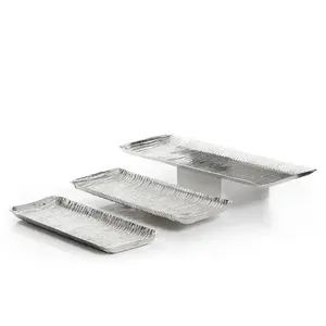 Juego de 3 bandejas de servicio de centro de mesa de Navidad de aluminio niquelado hechas a mano, bandeja de boda de nuevo aspecto, plato al por mayor - Product Image 5